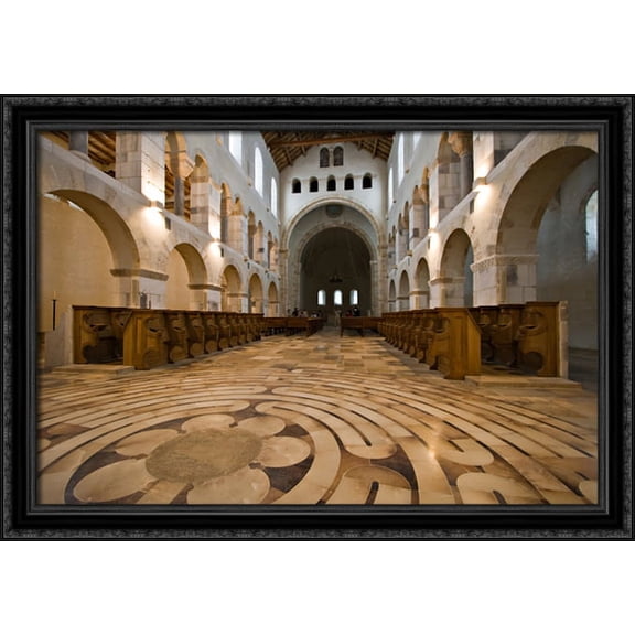 Abbey Church of the Trappists Fathers 40x28 Large Black Ornate Wood Framed Canvas Art