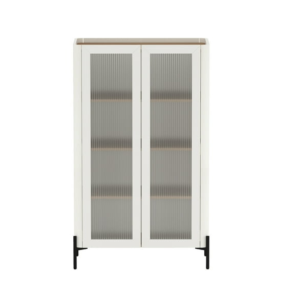Abbey Decor Glass Cabinet in Maple and Off White made from Engineered Wood