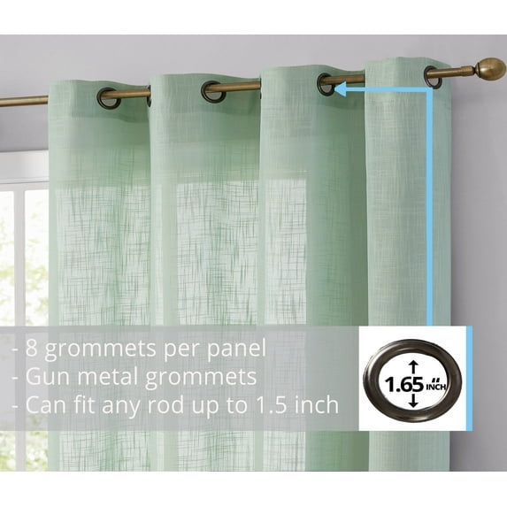 THD Serena Faux Linen Textured Semi Sheer Light Filtering Grommet Short Thick Cafe Curtain Tiers, Pair
