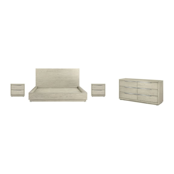 Abbey King 4 Piece Bedroom Set in Grey Oak Wood