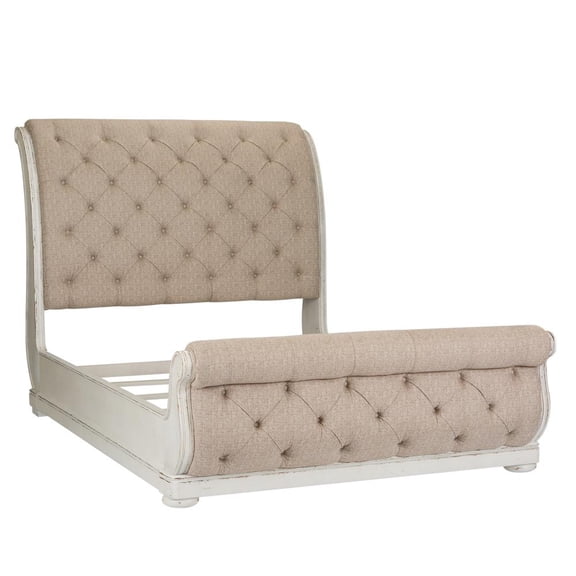 Abbey Park White King Uph Sleigh Bed