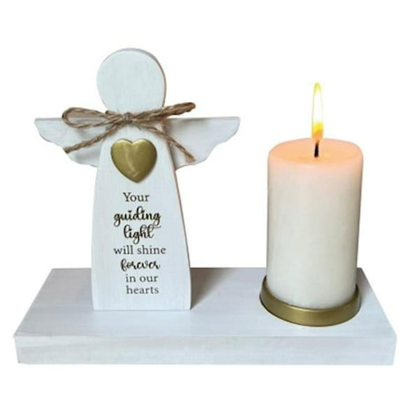 Abbey Plus CA Gift 374019 Memorial with Angel Holds 4 x 2 in. White Votive Candle Holder