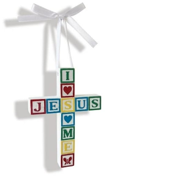 Abbey Plus CA Gift 402620 Baby Block & Primary Colors Window Boxed Crib Cross