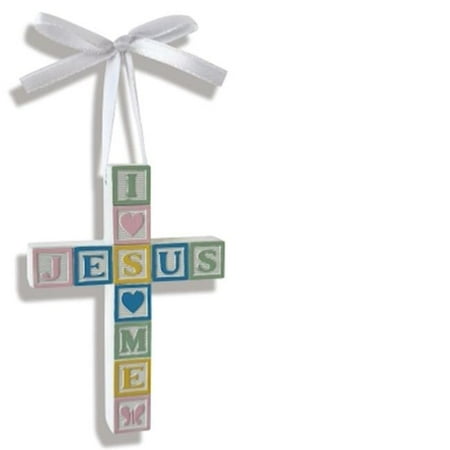 Abbey Plus CA Gift 402621 Baby Block & Pastel Colors Window Boxed Crib Cross