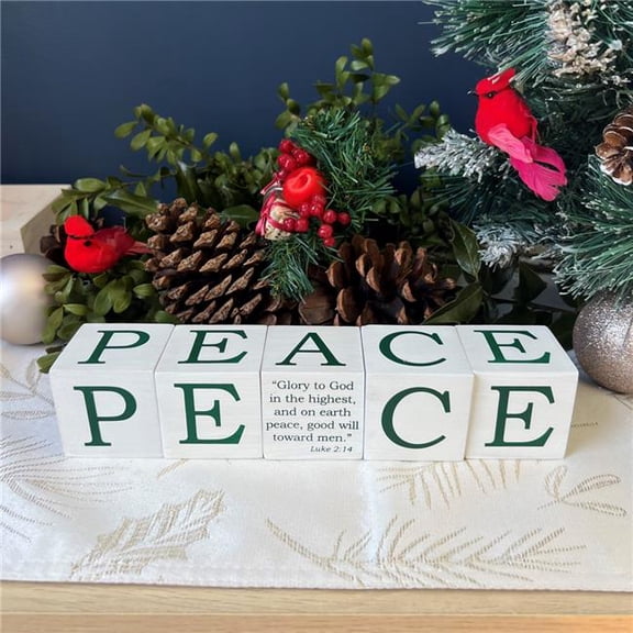 Abbey Plus CA Gift 630456 Home Decor - Block Set - Peace - 5 Piece