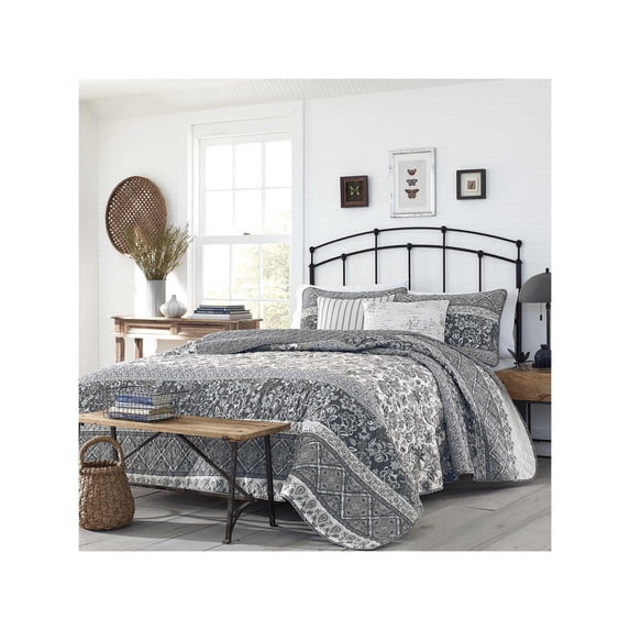 Stone Cottage Abbey Cotton Grey 3 Piece Quilt Set-King