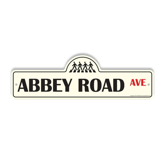 Abbey Road Plastic Street Sign - 7 Inch X 20 Inch Gift Rock & Roll Music Iconic Landmark Decor Fan Band Crosswalk History Art