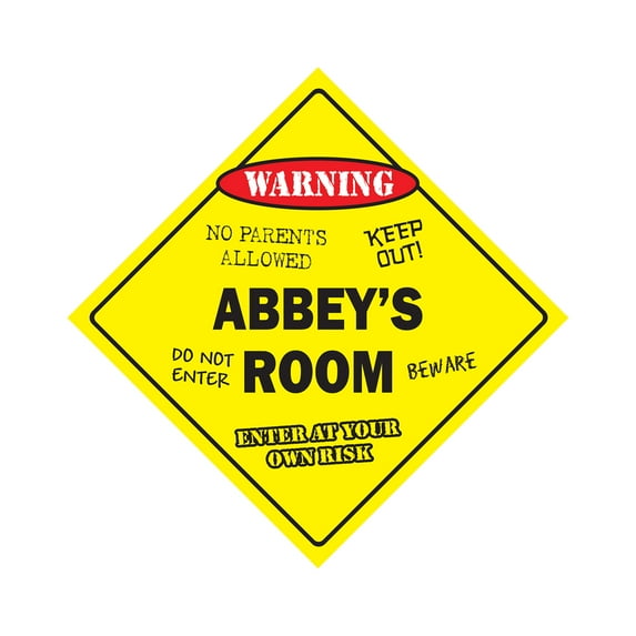 Abbey's Room Sign Crossing Zone Xing | Indoor/Outdoor | 12" Tall kids bedroom decor door children's name boy girl