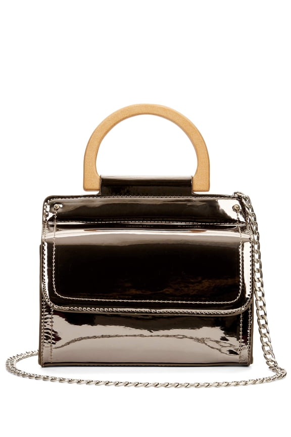 Lauren Metallic Wooden Handle Wallet On A String