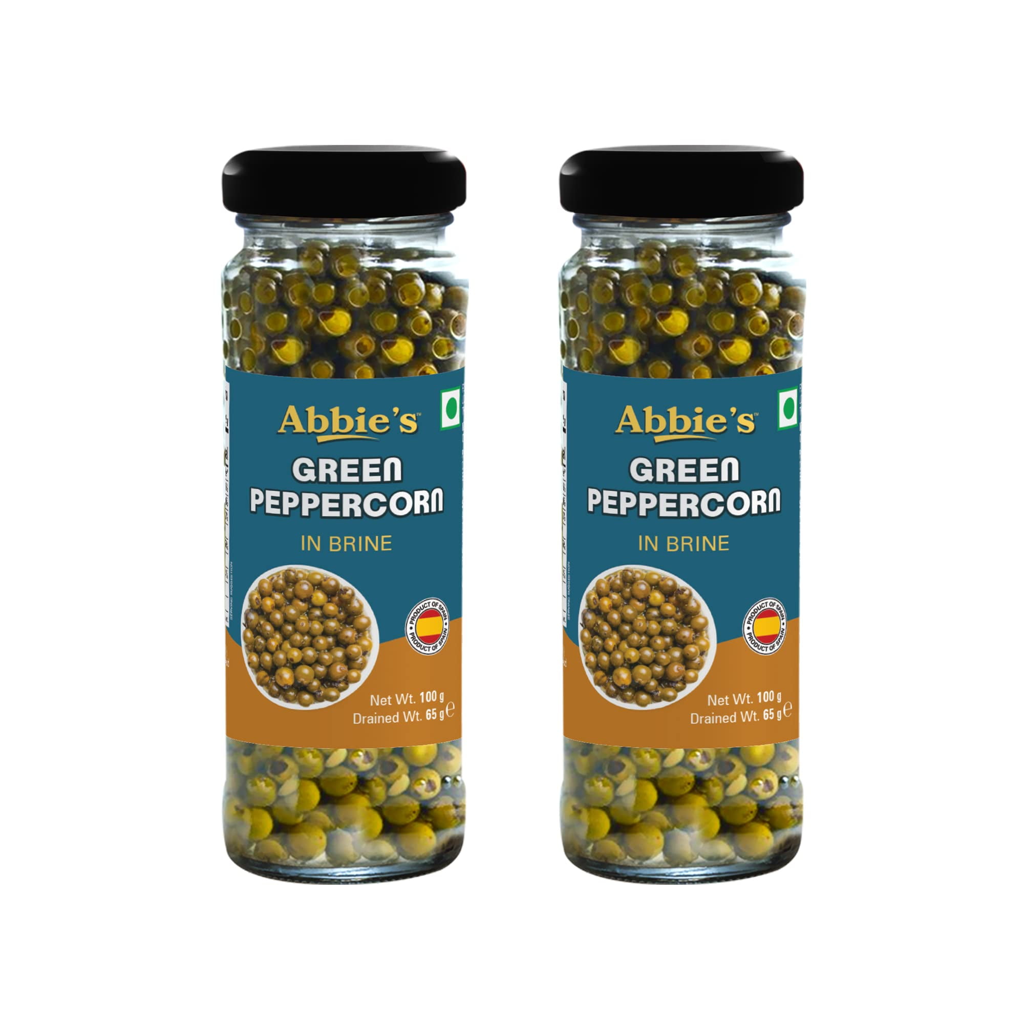 Abbie'S Green Peppercorn In Brine 200 G (100 G X 2 Units) Product Of Spain