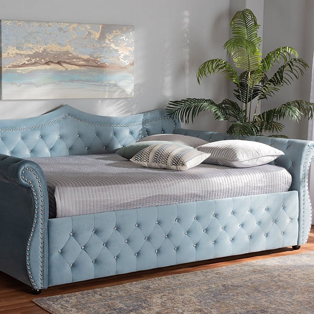 Baxton Studio Abbie Traditional and Transitional Light Blue Velvet