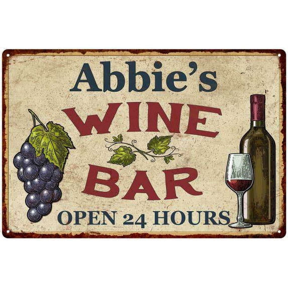 Abbie's Rustic Wine Bar Sign Wall Décor Kitchen Gift 12x18 Metal 112180056256