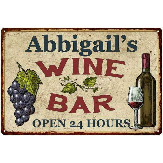Abbigail's Rustic Wine Bar Sign Wall Décor Kitchen Gift 8 x 12 Matte Finish Metal 108120056917