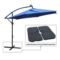 Abble 10ft Outdoor Hanging Offset Cantilever Solar LED Umbrella with Crank, Heavy Duty Steel Sun Shade for Pool, Deck, Backyard in Navy