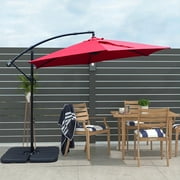 Abble 10ft Outdoor Hanging Offset Cantilever Umbrella with Crank - Red