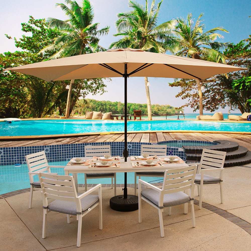 Abble 10x6.5ft Rectangle Patio Umbrella with Crank - Tan - Walmart.com Abble 10x6.5ft Rectangle Patio Umbrella with Crank - Tan - Walmart.com