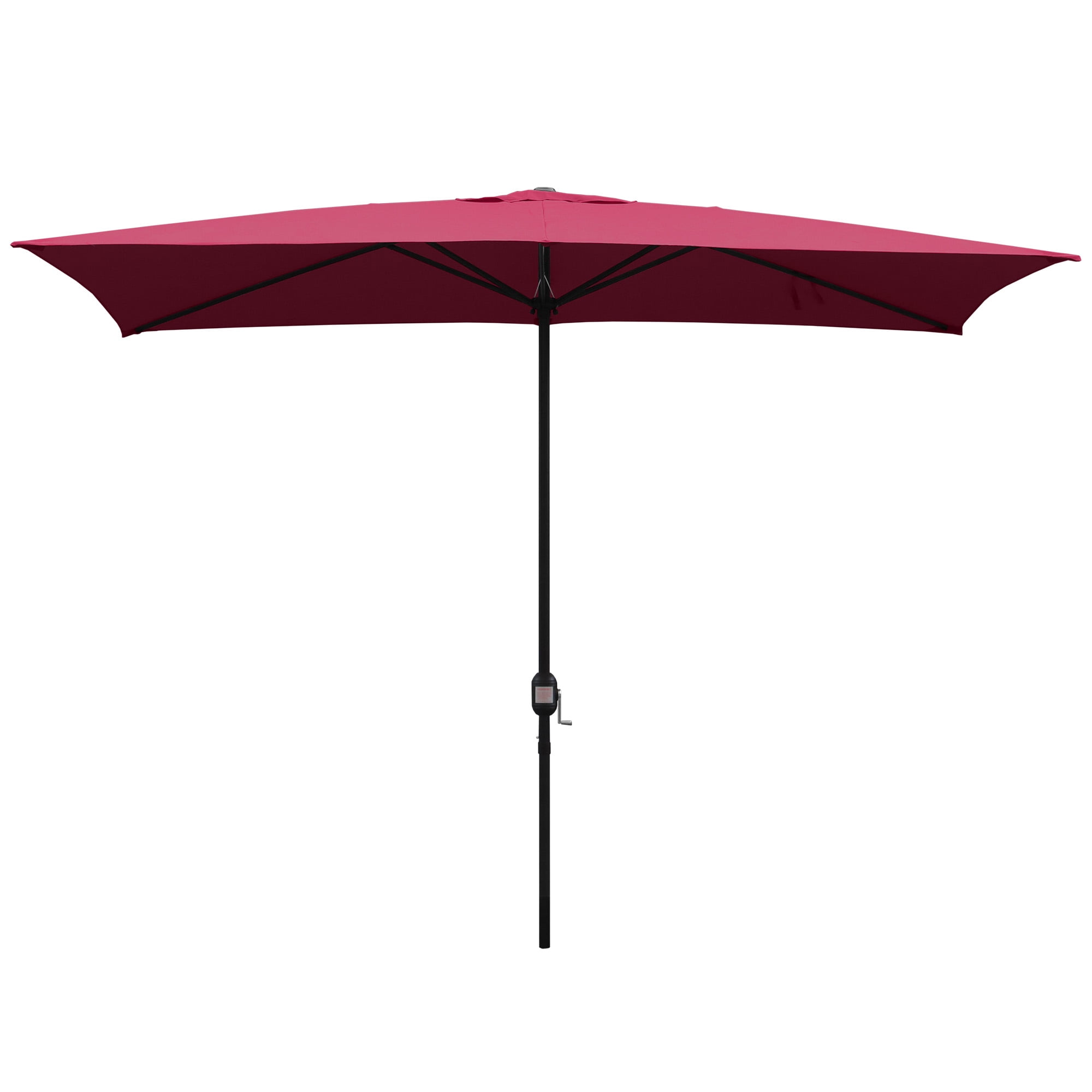 Abble 10x6.5ft Rectangular Patio Umbrella with Crank Handle, Outdoor Market Umbrella with 6 Sturdy Umbrella Ribs, Waterproof, Burgundy