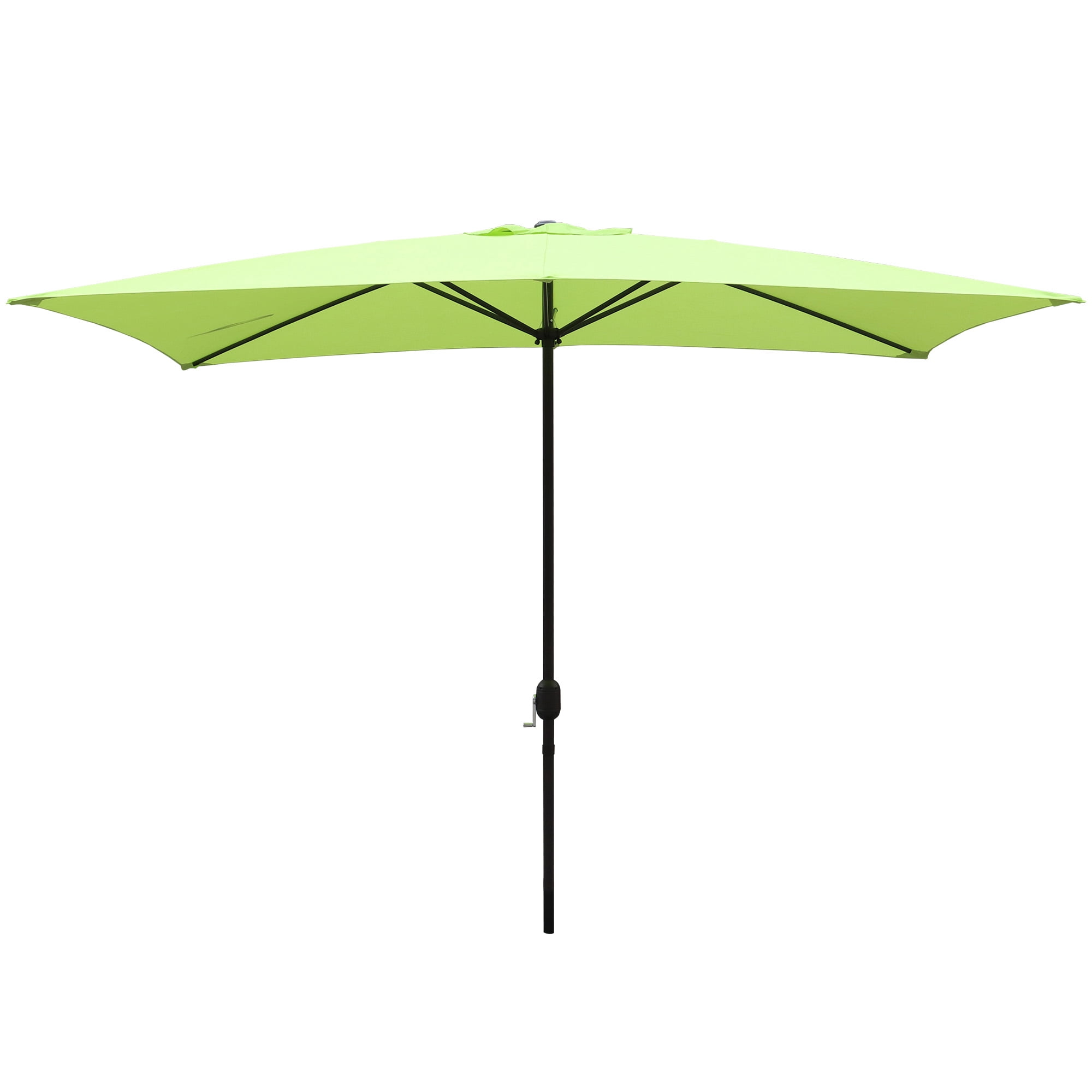 Abble 10x6.5ft Rectangular Patio Umbrella with Crank Handle, Outdoor Market Umbrella with 6 Sturdy Umbrella Ribs, Waterproof, Green
