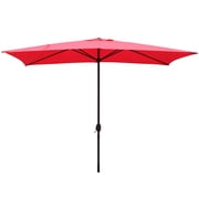 Abble 10x6.5ft Rectangular Patio Umbrella with Crank Handle, Outdoor Market Umbrella with 6 Sturdy Umbrella Ribs, Waterproof, Red