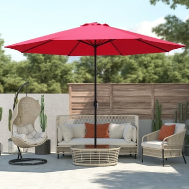 Abble 11' Red Octagon Market Patio Umbrellas, Weather-Resistant