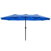Abble 15x9 ft. Large Double Sided Rectangular Patio Market Umbrella with Crank - Tan