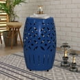 thumbnail image 1 of Abble 18’’Navy Geometric Cut Iron Side Table, 1 of 4
