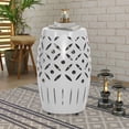 thumbnail image 1 of Abble 18’’White Geometric Cut Iron Side Table, 1 of 4