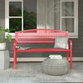 thumbnail image 1 of Abble High Back Outdoor Metal Garden Bench Steel Slat Patio Loveseat Park Bench for Porch Yard Lawn Patio Bench, Red, 1 of 6