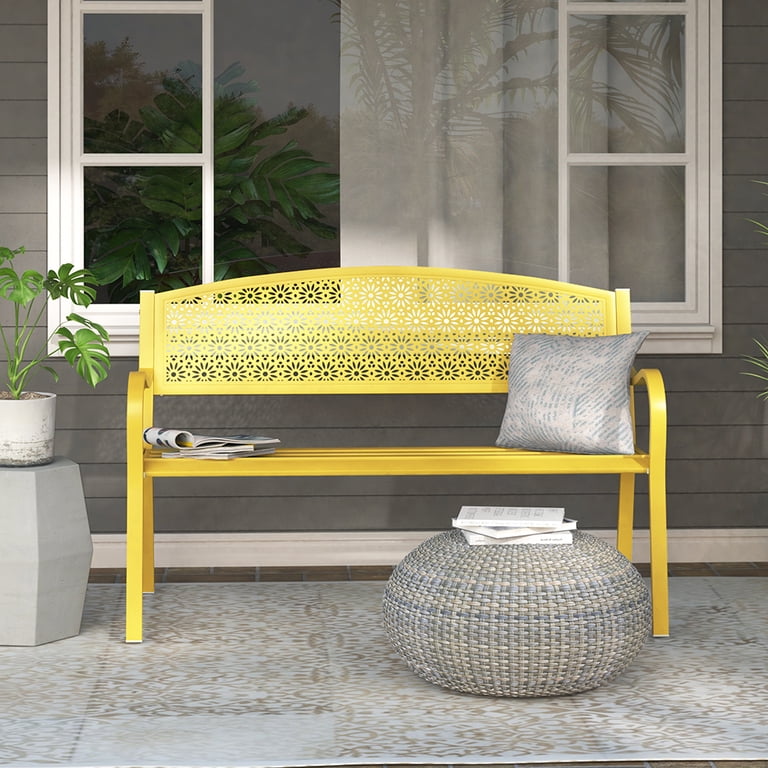 専用　yellow bench インダストリアル ベンチ ポストモダン Abble 2-Person Metal Outdoor Bench - Yellow - Walmart.com