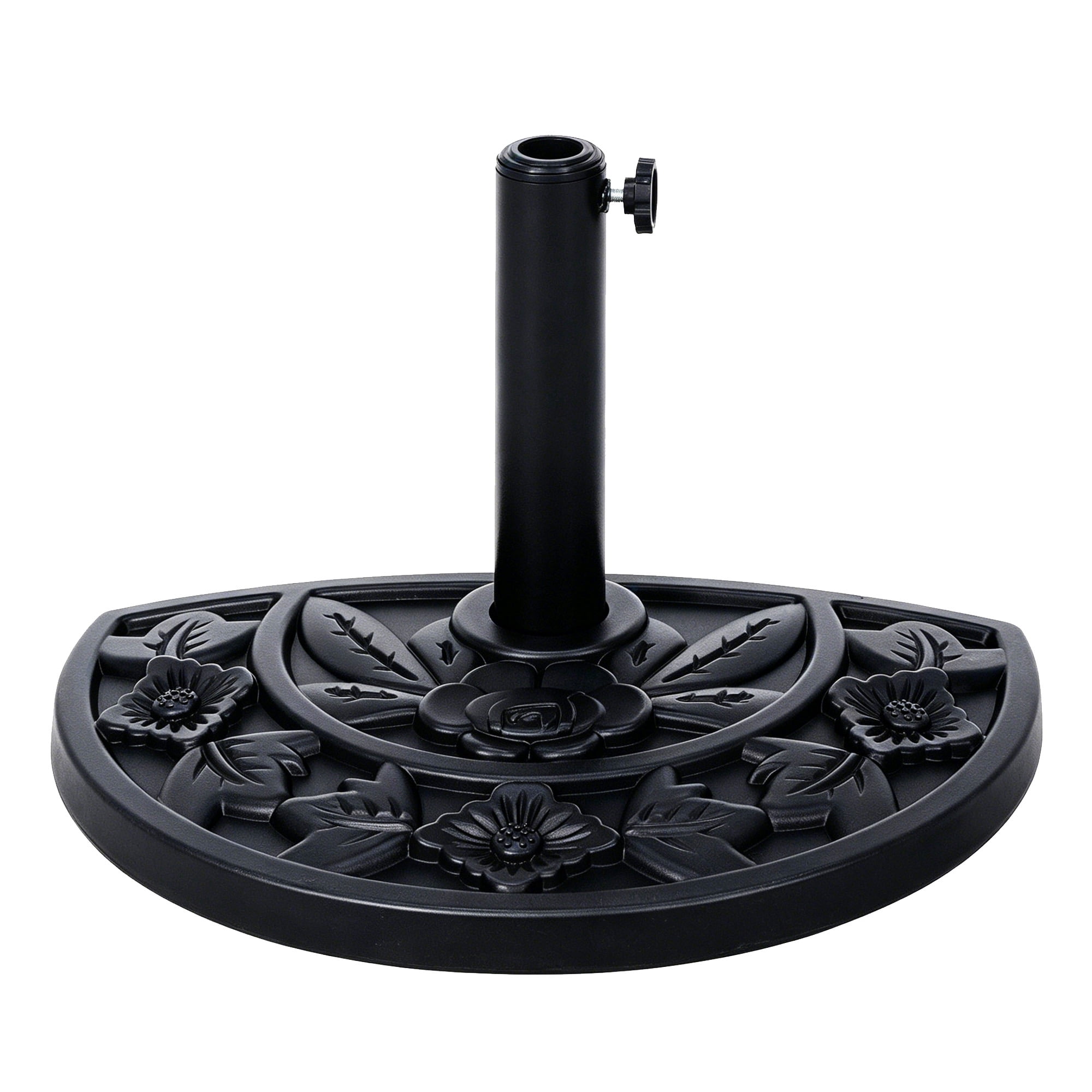 Kool 20 lbs Black Half Round Rose Pattern Outdoor Patio Umbrella Base umbrella Stand for Patio, Yard, Garden, Poolside