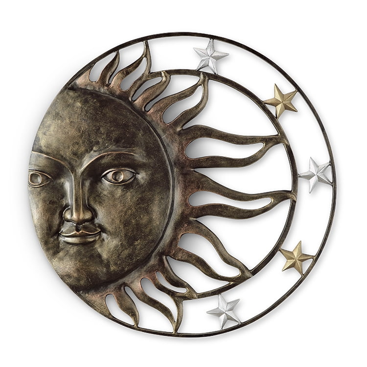 Abble 21 Inch Sun & Moon Wall Decor - Antique Bronze