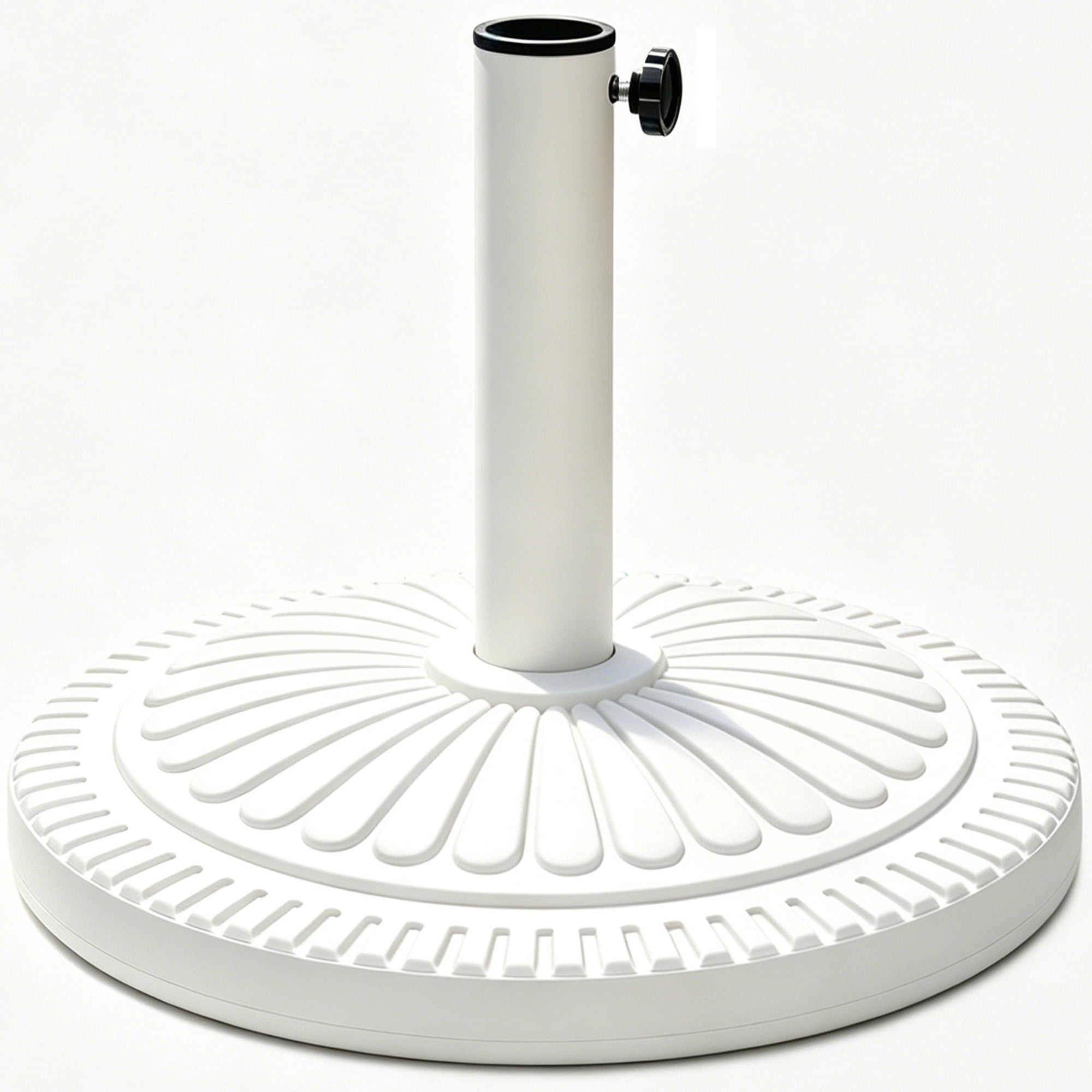 KOOL 22 LBS White Outdoor Patio Umbrella Base Stand – HDPE & Cement Weighted Umbrella Holder with Anti-Scratch Bottom