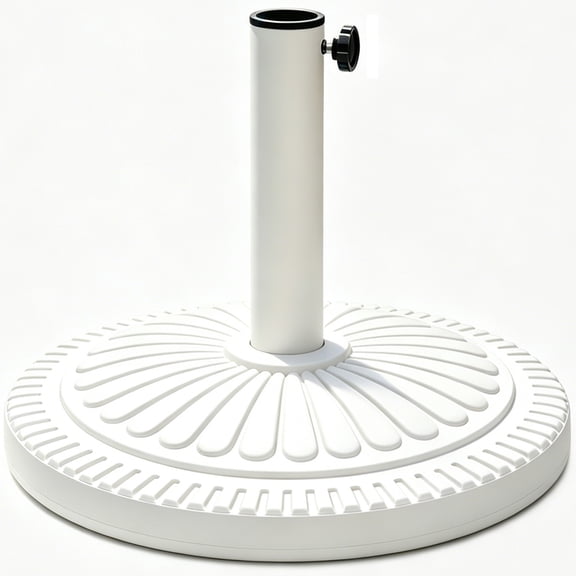 Abble 22 LBS White Outdoor Patio Umbrella Base Stand HDPE & Cement Weighted Umbrella Holder with Anti-Scratch Bottom