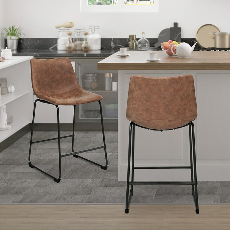 Camel faux leather bar on sale stool