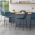 thumbnail image 1 of Abble 24 in. Kitchen Indigo Faux Leather Upholstered Counter and Bar Stool(Set of 2), 1 of 6