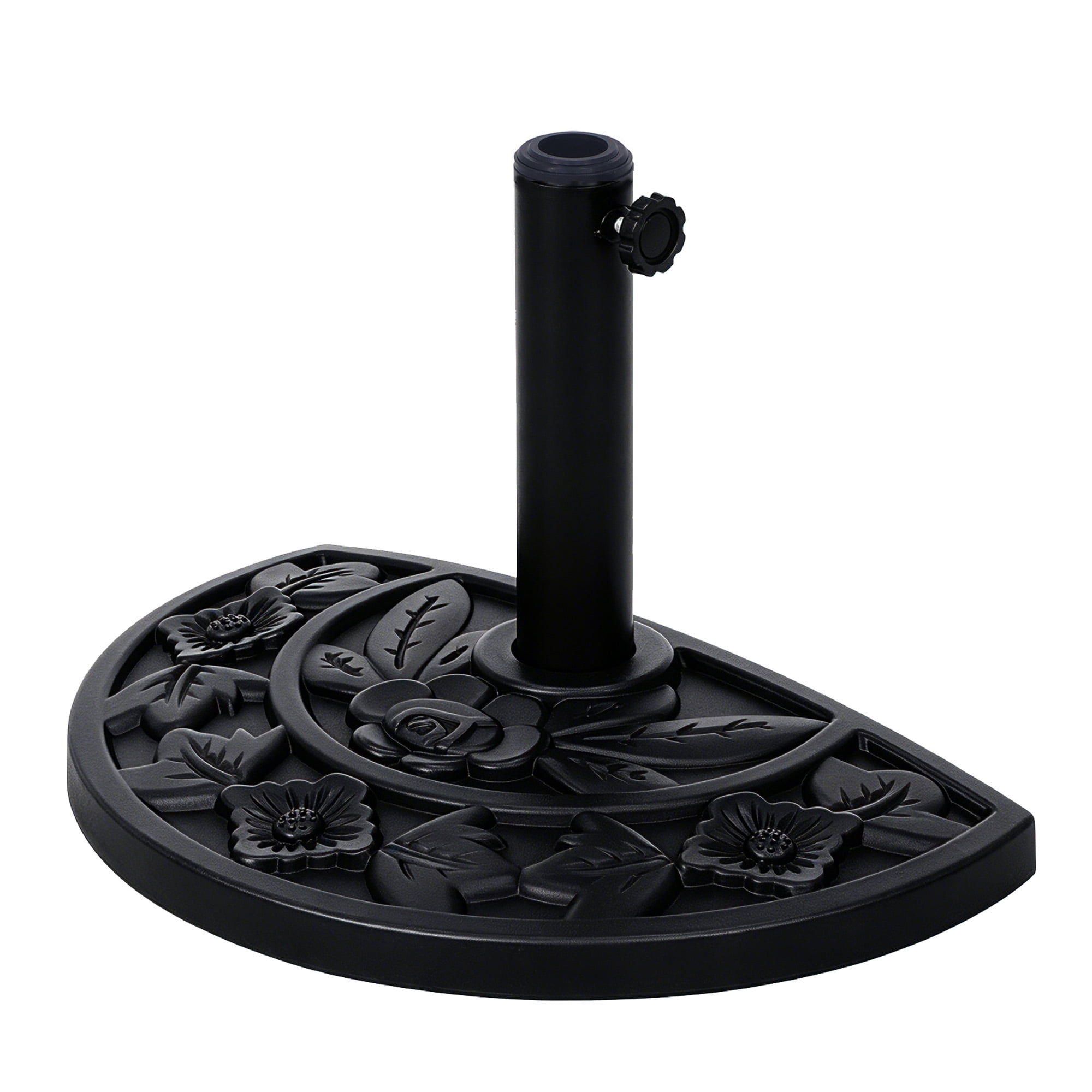 Kool 20 lbs Black Half Round Rose Pattern Outdoor Patio Umbrella Base umbrella Stand for Patio, Yard, Garden, Poolside