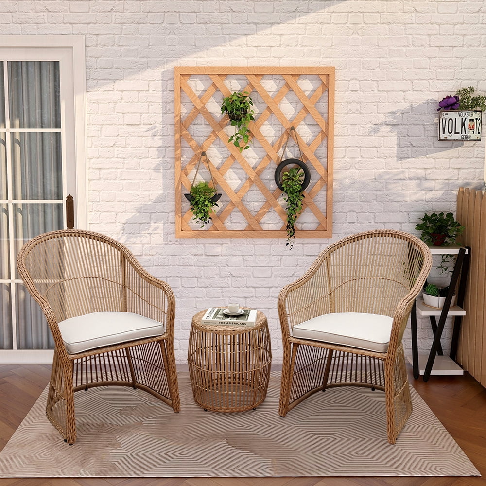 Abble 3 Piece Natural Rattan Seating Group with Cushions