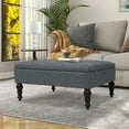 thumbnail image 1 of Abble 33.8 in. Gray Fabric Upholstered Buttons Tufted Square Storage Ottoman in Traditional Style, 1 of 7