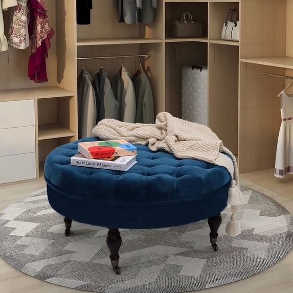 Abble 33" Tufted Round Cocktail Ottoman