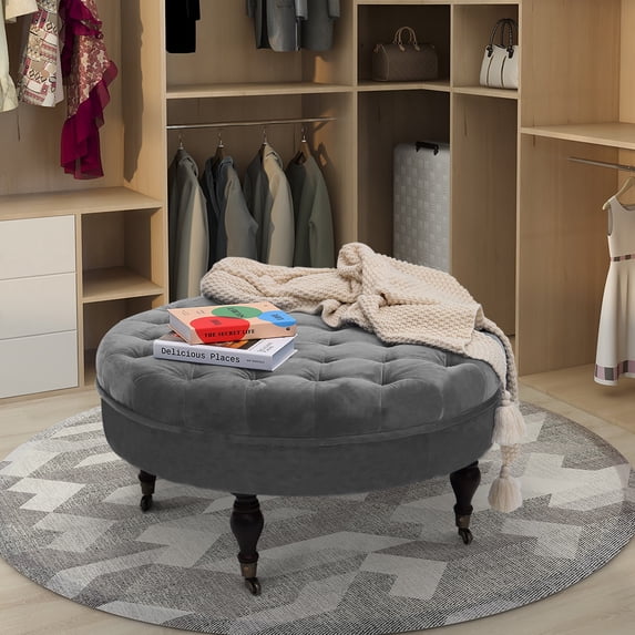 Abble 33" Tufted Round Cocktail Ottoman