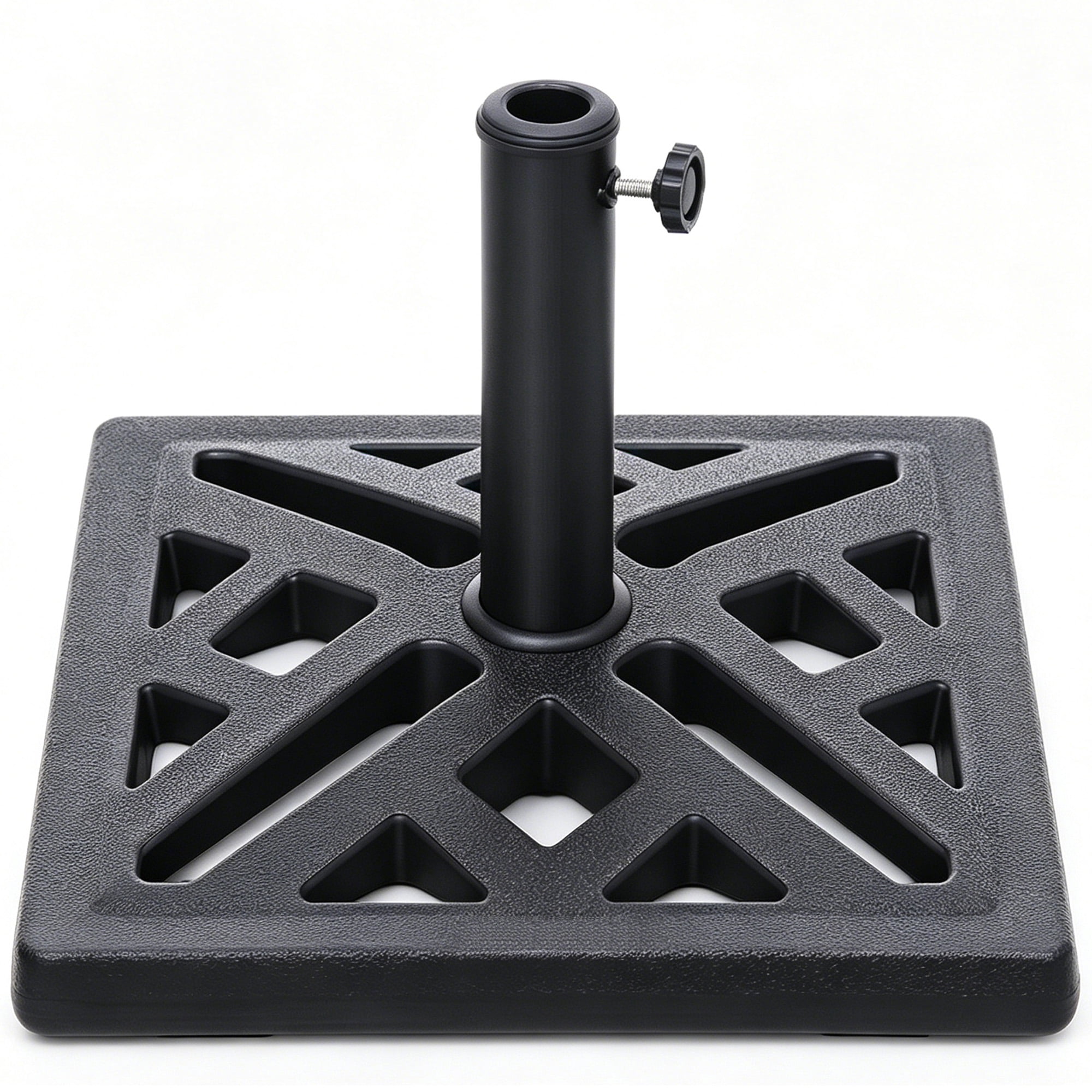 Abble 33 lbs. Square Umbrella Base, Lattice Design Outdoor Market Umbrella Stand in Black