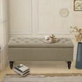 thumbnail image 1 of Abble 38'' Ottoman with Upholstered  Storage Bench Long End of Bed Seat with Storage Large Hinged Storage Ottoman Bench Bedroom Bench with Button for Bedroom Living Room Entryway, Beige, 1 of 7