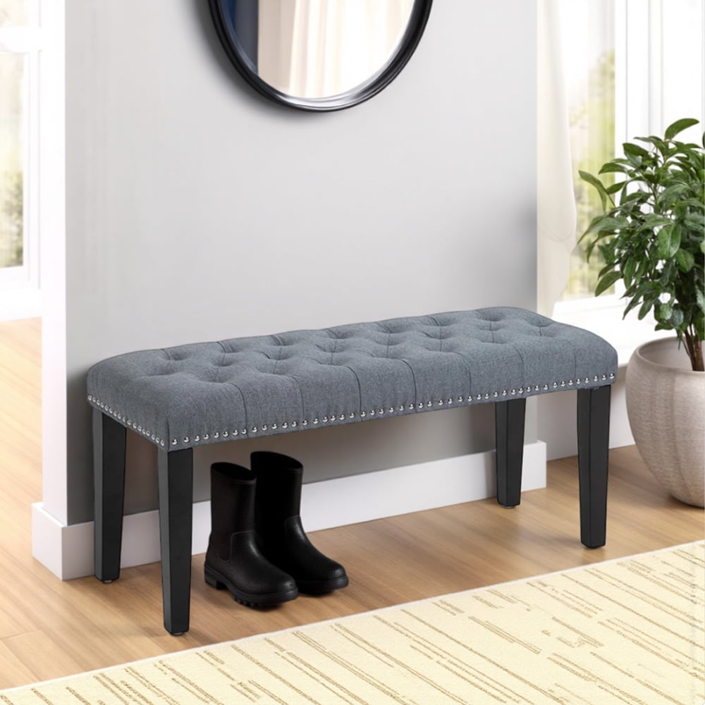 Abble 38" Wide Upholstered Entryway Bench, End of Bed Bench, Ottoman Bench - Gray