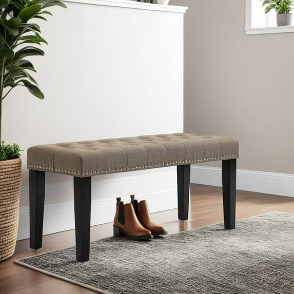 Abble 38" Wide Upholstered Entryway Bench, End of Bed Bench, Ottoman Bench - Tan
