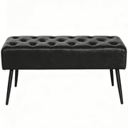 Abble 38" Wide Upholstered Entryway Bench, Tufted Ottoman Bench, Small Bed Room Bench, Casual Dining Room Bench, Black