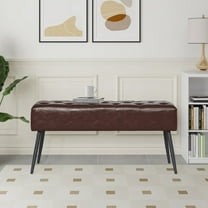 Abble 38" Wide Upholstered Entryway Bench, Tufted Ottoman Bench, Small Bed Room Bench, Casual Dining Room Bench, Taupe
