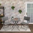 thumbnail image 1 of Abble 3pcs Outdoor Wicker Folding Set Patio Folding Chairs and Table Set for Garden - Gray, 1 of 6