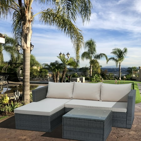 Abble 4 Piece Rattan Sectional Seating Group with Cushions