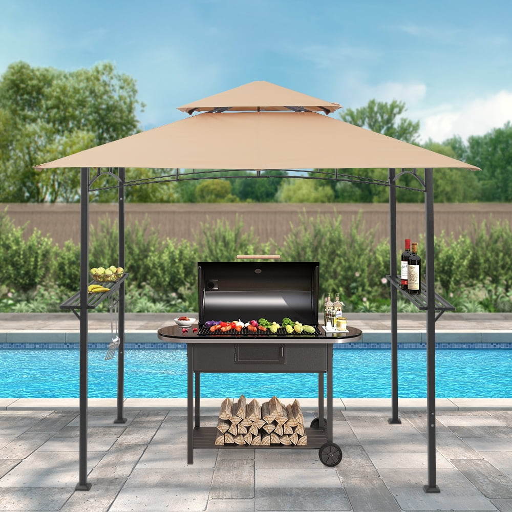 Abble 5' x 8' Grill Black and Beige Rectangle Gazebos - Walmart.com