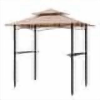 Abble 5' x 8' Outdoor Patio Grill Black Steel and Tan Canopy Rectangle Gazebo